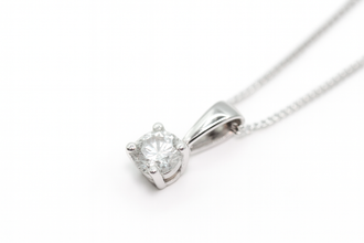 0.35Ct Natural Diamond Adjustable Solitaire Necklace 14Kt White Gold
