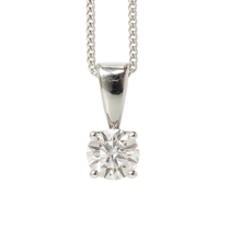0.35Ct Natural Diamond Adjustable Solitaire Necklace 14Kt White Gold