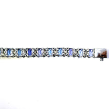 $15900 14Kt White Gold 17.35 Tanzanite and Diamond Tennis Bracelet