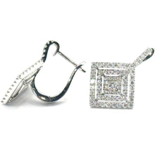 $5900 1.20 Ct Princess and Round Diamonds Drop Earrings 18Kt White Gold F-VS2