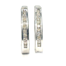 $2200 0.50Ct White Gold Diamond Oval Huggie Fashion Hoop Earrings 14Kt