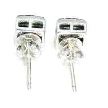 $3900 0.75Ct White Gold Invisible Set Princess Cut Green Diamond Earrings 14Kt