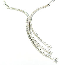 $7500 1.20Ct White Gold Diamond Three Row Drop Necklace 14Kt - Esmeralda Jewels 