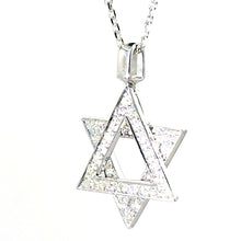 $3,500 0.75Ct White Gold Diamond Star Of David Pendant and Necklace18Kt - Esmeralda Jewels 