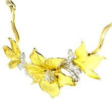 $12800 0.75Ct Yellow Gold Diamond Flower Design Fashion Necklace 18Kt - Esmeralda Jewels 
