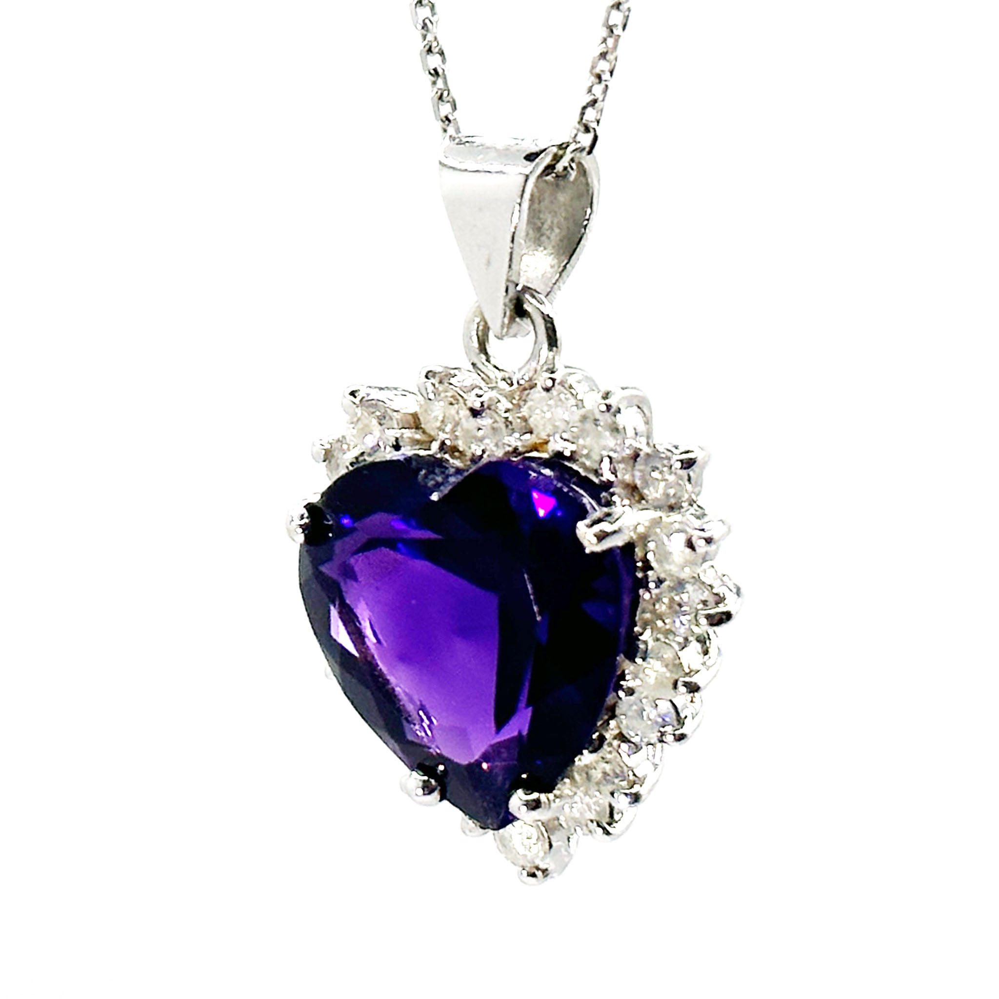$4500 1.48Ct White Gold Heart Shape Sapphire Pendant Necklace 14Kt - Esmeralda Jewels 