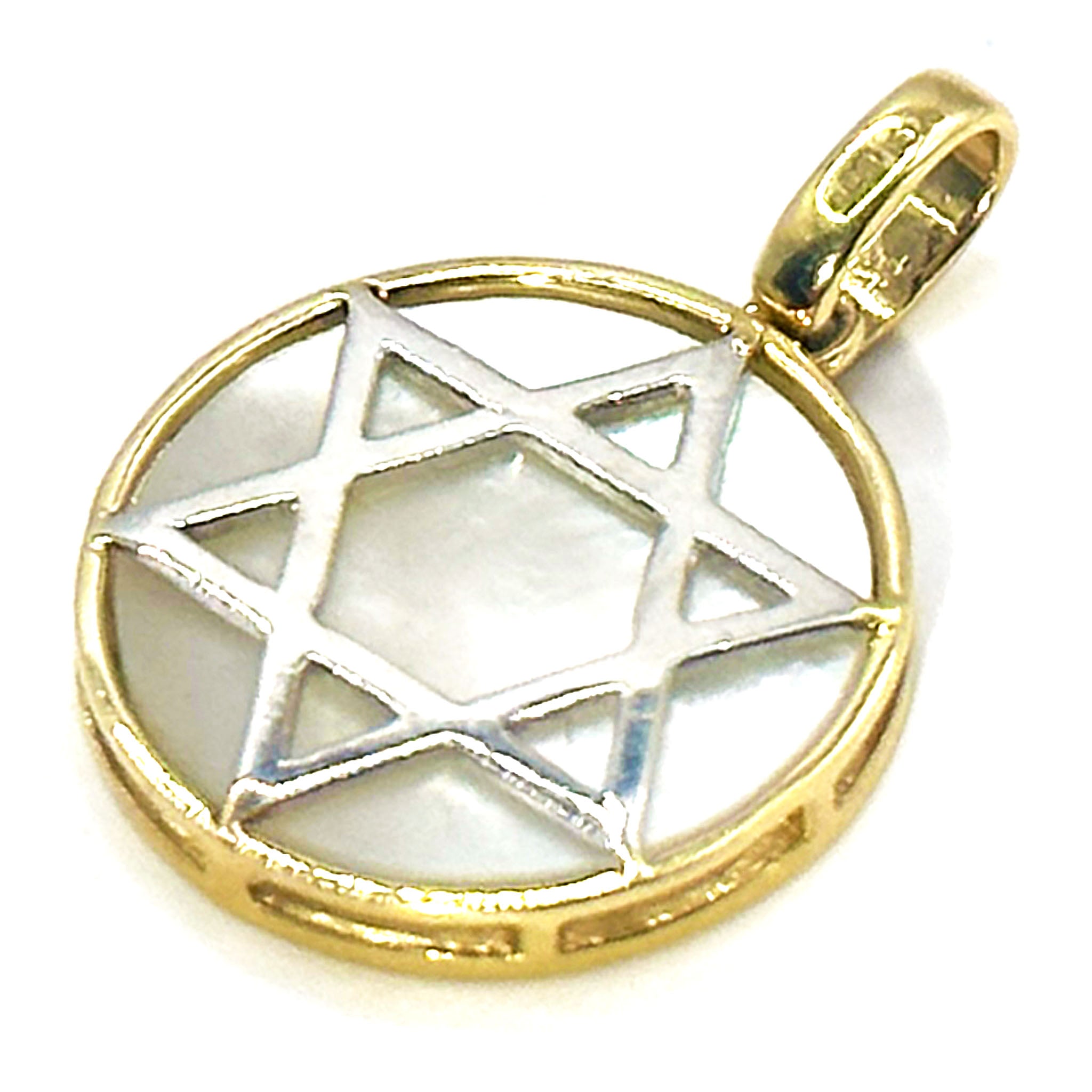 $2800 14Kt Yellow Gold Mother Of Pearl Star Of David Pendant