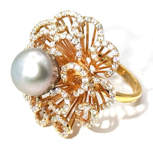 $12700 2.50Ct Rose Gold Diamond and Tahitian Gray Pearl Cocktail Ring 18Kt