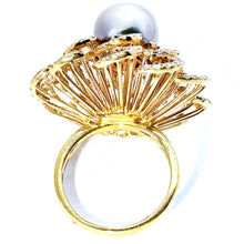 $12700 2.50Ct Rose Gold Diamond and Tahitian Gray Pearl Cocktail Ring 18Kt