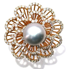 $12700 2.50Ct Rose Gold Diamond and Tahitian Gray Pearl Cocktail Ring 18Kt