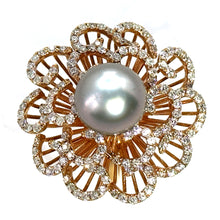 $12700 2.50Ct Rose Gold Diamond and Tahitian Gray Pearl Cocktail Ring 18Kt