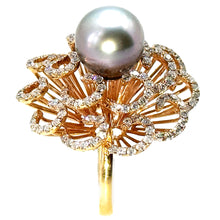 $12700 2.50Ct Rose Gold Diamond and Tahitian Gray Pearl Cocktail Ring 18Kt