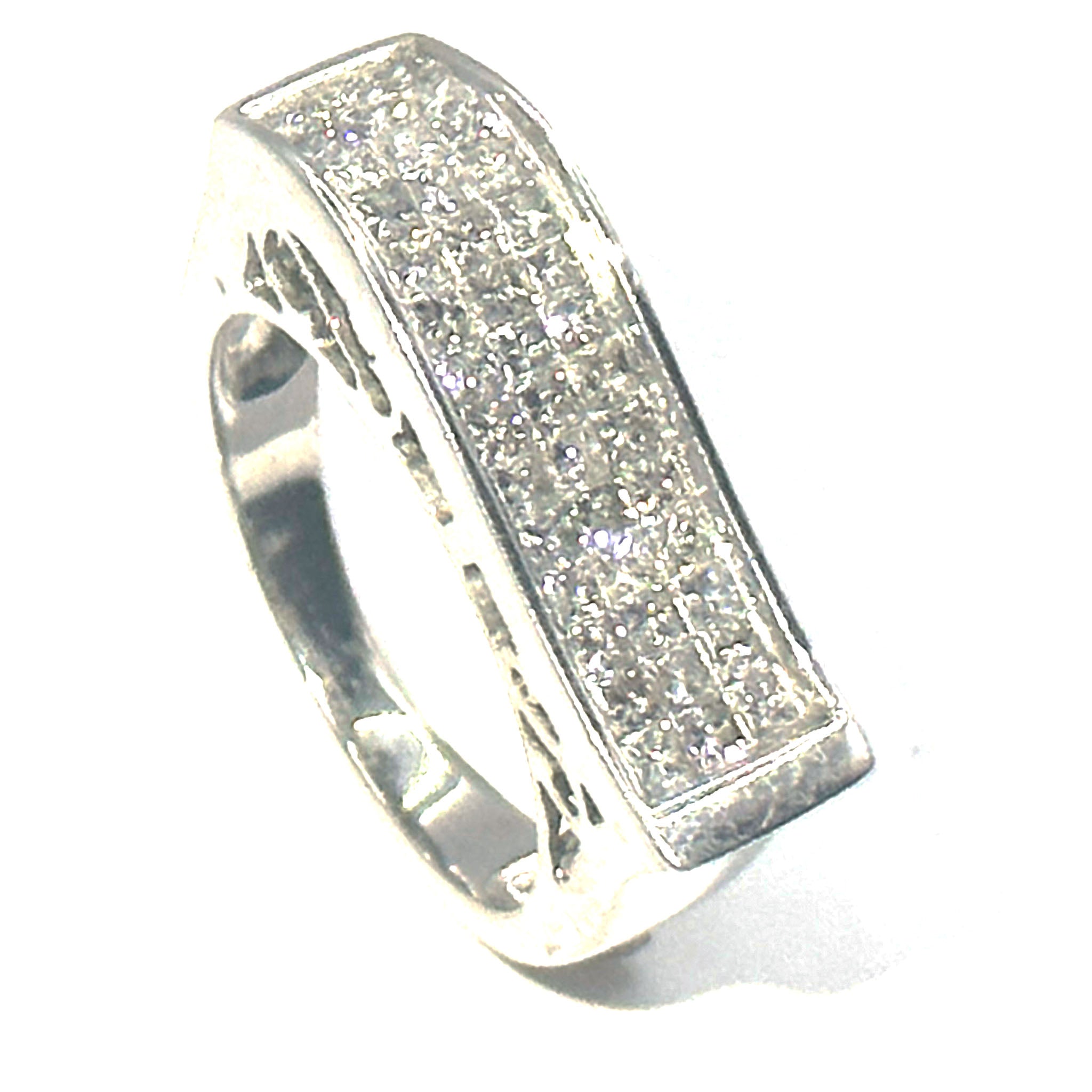 $5500 1.40Kt White Gold Three Row Princess Diamond Ladies Fashion Ring