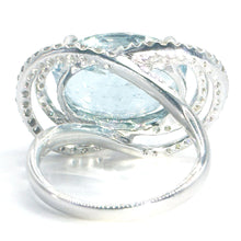 $7800 10.00Ct White Gold Women's Aquamarine and Diamond Fashion Cocktail Ring 14
