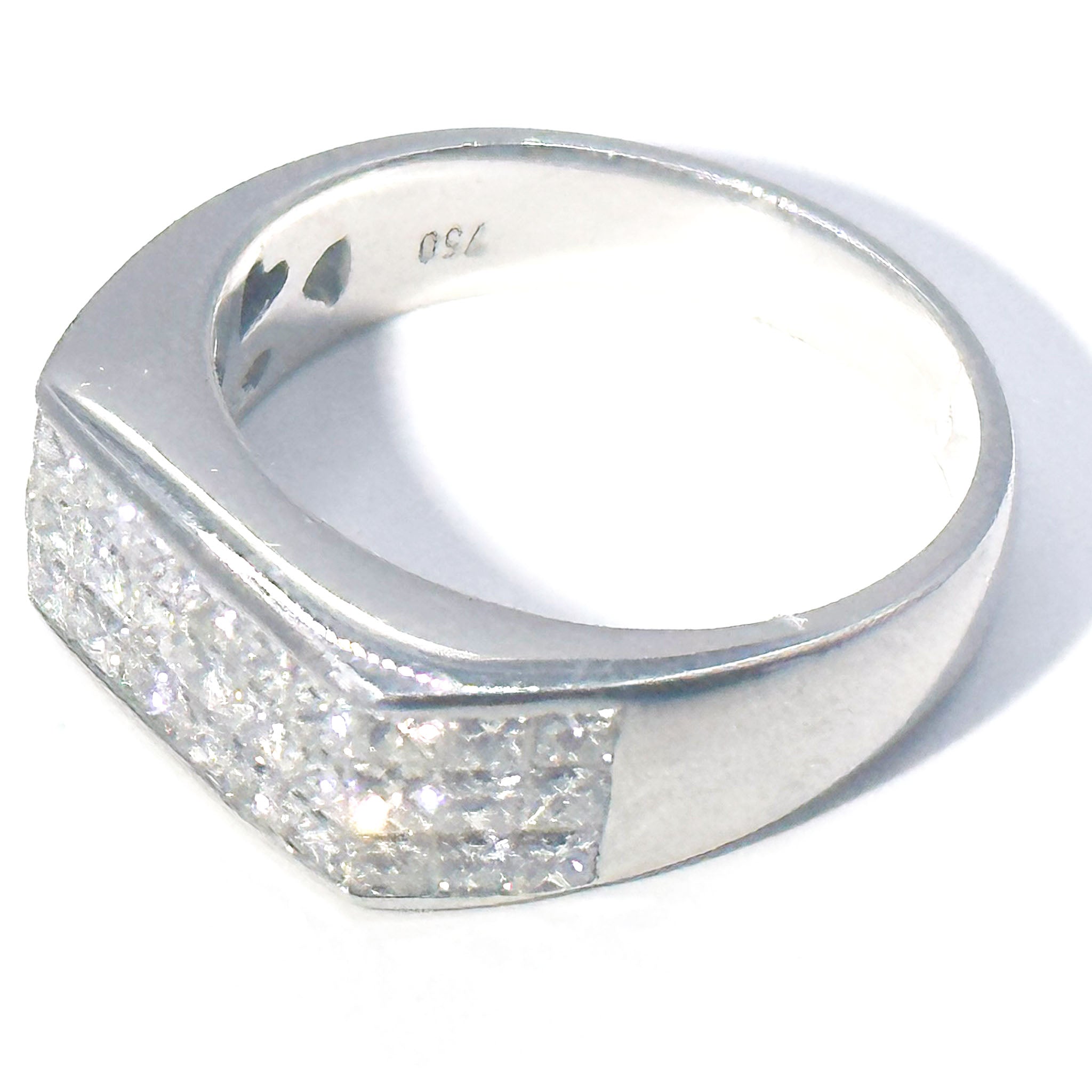 $4900 1.90Ct White Gold Invisible Three Row Diamond Fashion Ring 18Kt