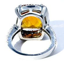 $5900 9.82Ct White Gold Cushion Cut Citrine and Diamond Cocktail Ring 14Kt