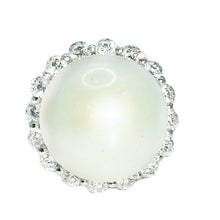 $7900 .75 Ct White Gold South Sea White Pearl and Diamond All Around Ring 18Kt