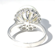 $7900 .75 Ct White Gold South Sea White Pearl and Diamond All Around Ring 18Kt