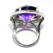 $22500 36.57Ct White Gold Oval Amethyst and Diamond Fashion Cocktail Ring 14Kt