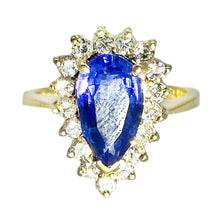 $5900 3.43Ct Yellow Gold Pear Shape Tanzanite and Diamond Ring 14Kt