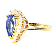 $5900 3.43Ct Yellow Gold Pear Shape Tanzanite and Diamond Ring 14Kt