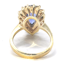 $5900 3.43Ct Yellow Gold Pear Shape Tanzanite and Diamond Ring 14Kt