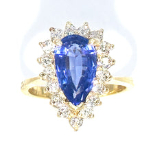 $5900 3.43Ct Yellow Gold Pear Shape Tanzanite and Diamond Ring 14Kt