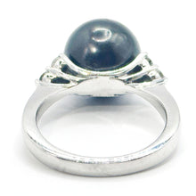 $4800 0.50Ct White Gold Diamond and 12mm Black Sea Pearl Ring 14Kt