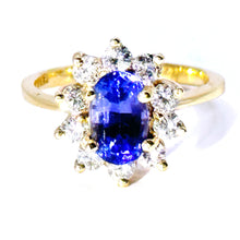 $5800 2.21Ct Yellow Gold Tanzanite and Diamonds All Around Women's Ring 14Kt