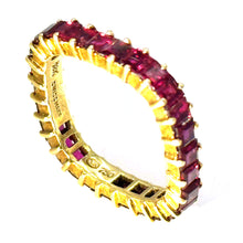 $5,600 4.00Ct Yellow Gold Square Women's Ruby Eternity Wedding Band Ring 18Kt