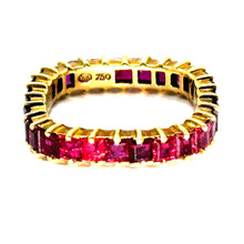 $5,600 4.00Ct Yellow Gold Square Women's Ruby Eternity Wedding Band Ring 18Kt