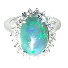 $12900 3.65t Gem Black Opal & Diamonds All Around White Gold 14Kt Ring