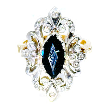 $4900 1.82Ct Marquise Sapphire and Diamond Russian Style Vintage Ladies Ring 14Kt