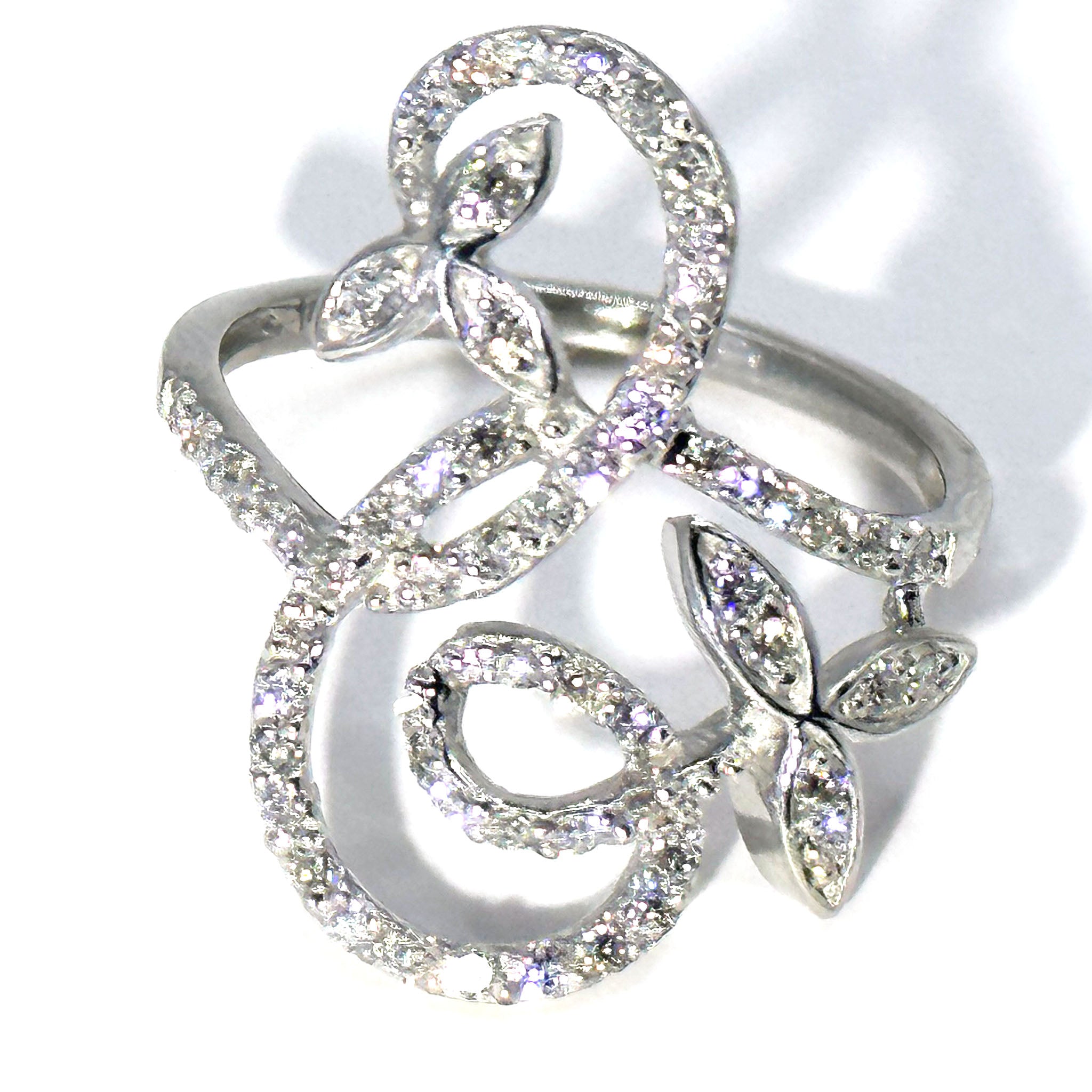$4700 0.75Ct White Gold Diamond Fancy Fashion Ring 14Kt
