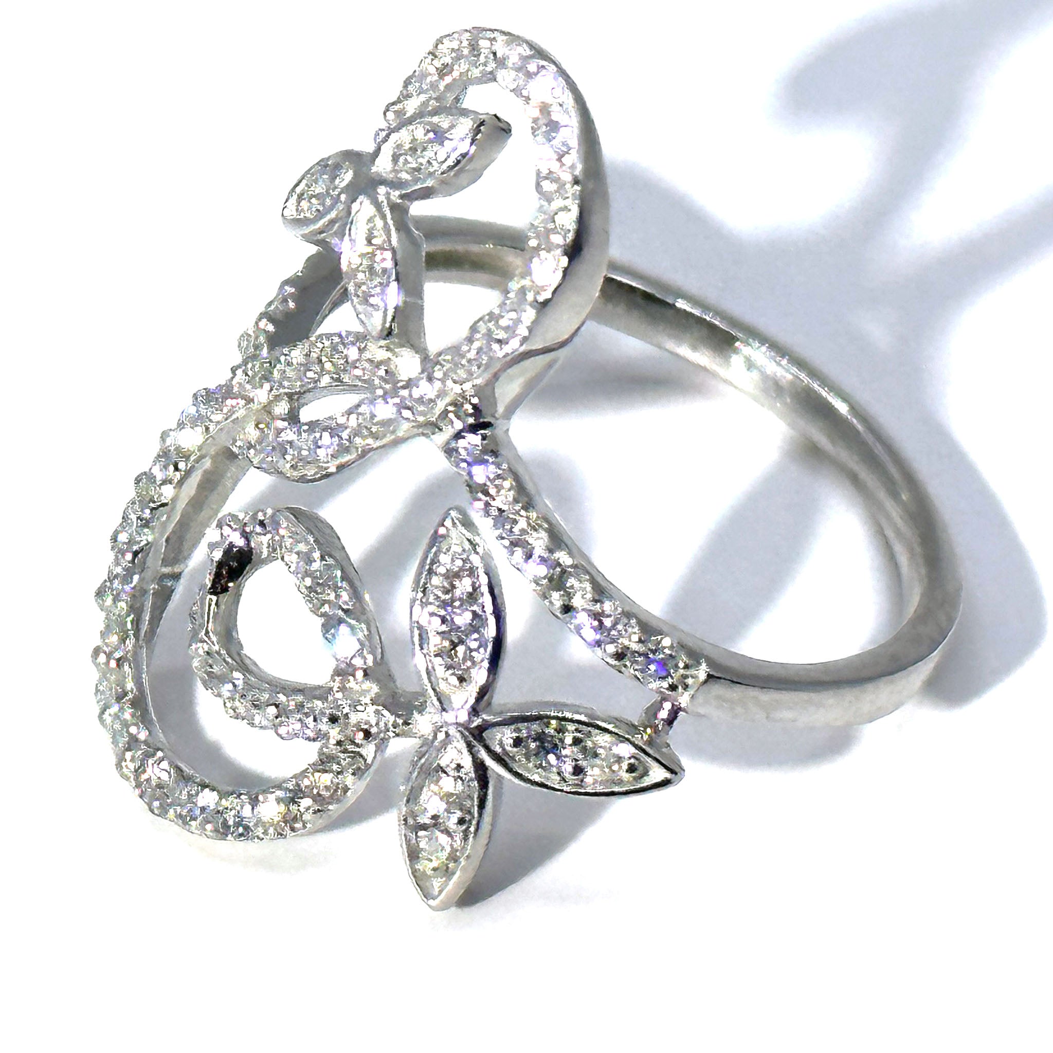 $4700 0.75Ct White Gold Diamond Fancy Fashion Ring 14Kt