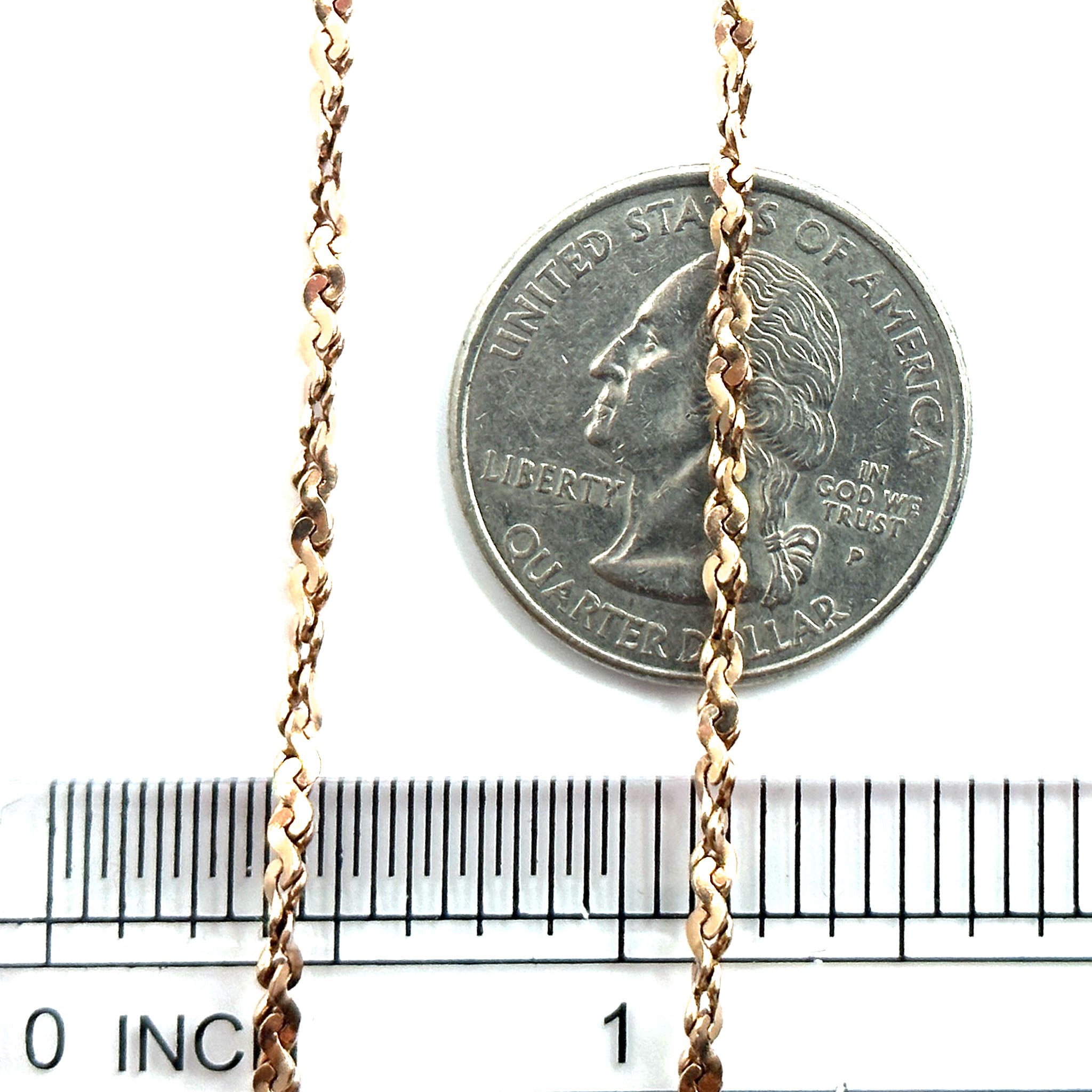 14Kt Rose Gold 2mm Antique Design Twisted link Diamond Cut Chain 26" 8.35Gr