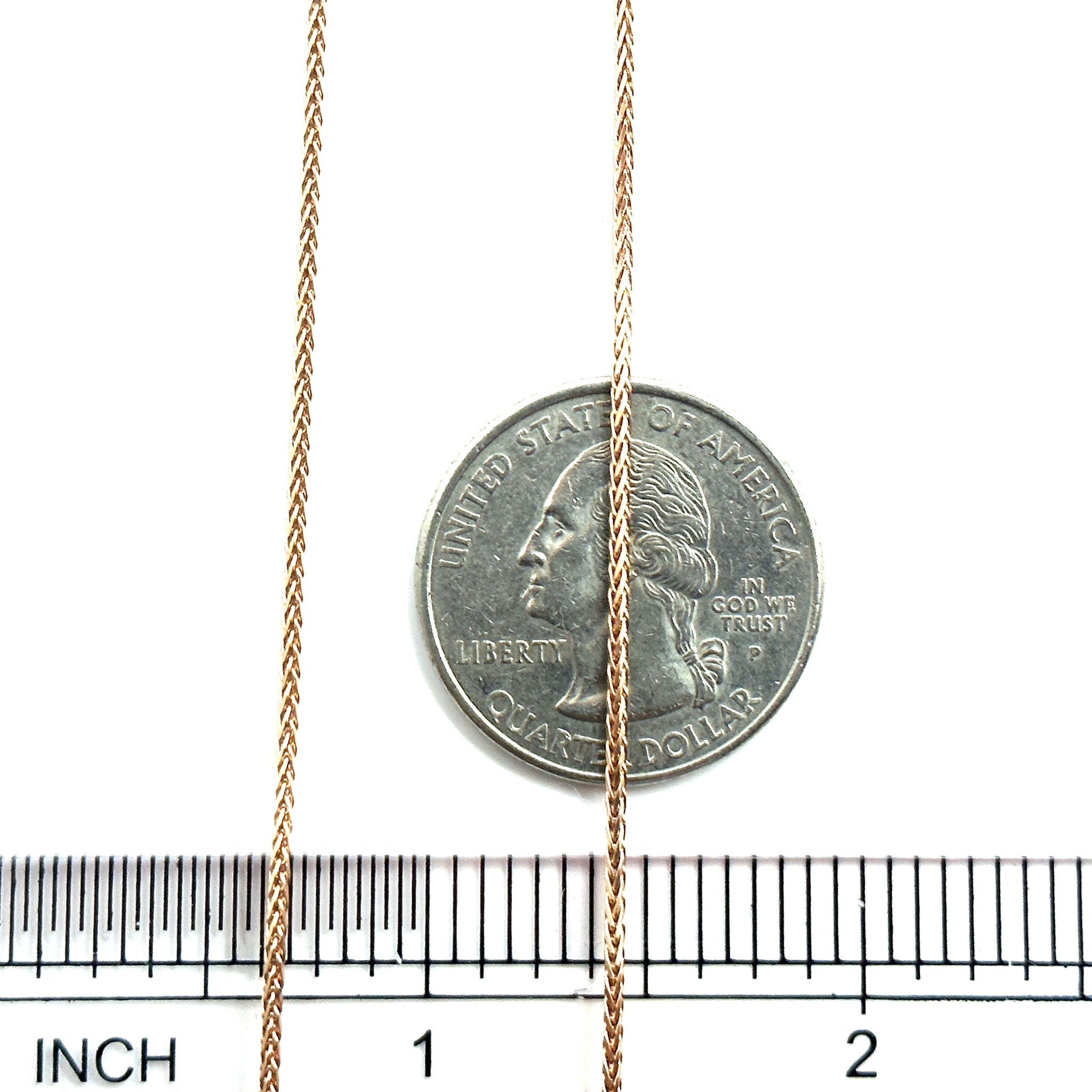 14Kt Rose Gold 1.5mm Wheat Franco link Chain 24" 4.43Gr