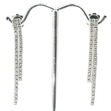 $5500 1.00Ct White Gold Two Row Diamond Fashion Women's Hanging Earrings 14Kt