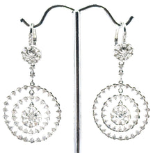 $7900 2.00Ct White Gold Four Row Circle Diamond Hanging Earrings 14Kt