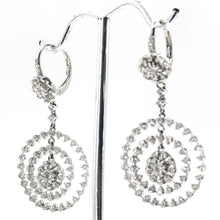 $7900 2.00Ct White Gold Four Row Circle Diamond Hanging Earrings 14Kt
