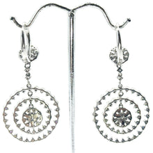 $7900 2.00Ct White Gold Four Row Circle Diamond Hanging Earrings 14Kt