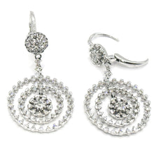 $7900 2.00Ct White Gold Four Row Circle Diamond Hanging Earrings 14Kt