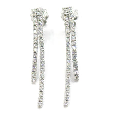 $5500 1.00Ct White Gold Two Row Diamond Fashion Women's Hanging Earrings 14Kt