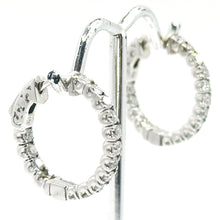 $4200 1.40Ct White Gold Diamond Inside out Fashion Hoop Earrings 14Kt