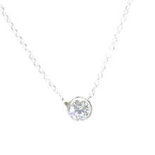 $1900 0.25Ct White Gold Diamond Bezel Set Solitaire Pendant Necklace 14Kt