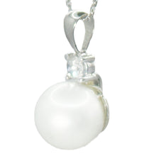 $2900 0.25Ct White Gold 10mm White Akoya Pearl and Diamond Necklace 14Kt