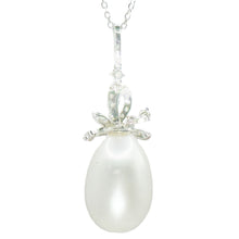 $4900 0.50Ct White Gold 12mm White Fresh Water Pearl and Diamond Necklace 18Kt