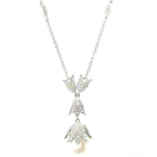 $4900 0.40Ct White Gold 11mm White Fresh Water Pearl and Diamond Necklace 14Kt