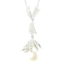 $4900 0.40Ct White Gold 11mm White Fresh Water Pearl and Diamond Necklace 14Kt