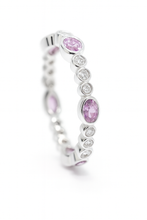 1.38Ct Natural Pink Sapphire and Diamond Eternity Ring 18Kt White Gold